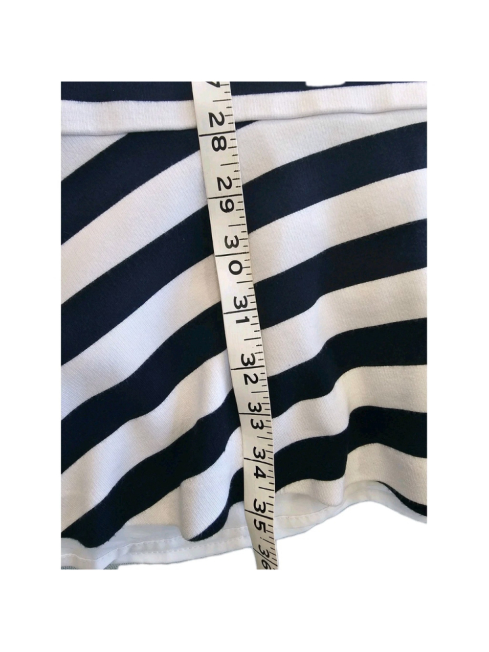 Banana Republic Dress Size 14 Womans Navy White Striped Ponte Sleeveless Ruffle - Picture 12 of 16